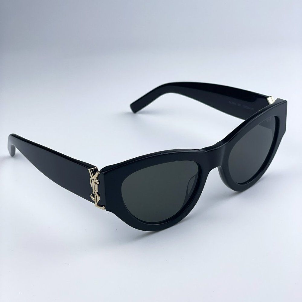 NEW Saint Laurent SLM94 001 Black Grey Cat Eye Women Sunglasses - Picture 10 of 17